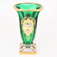 Ваза зеленая Bohemia Gold Magma 33 см купить необычные на заказ