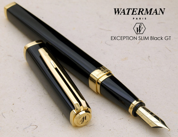 Перьевая ручка Waterman Exception, цвет: Slim Black GT, перо: F/M