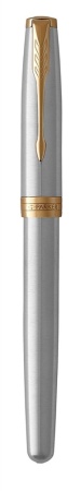 Перьевая ручка Parker Sonnet , Stainless Steel GT, перо: F или М, цвет чернил: black, в подарочной упаковке