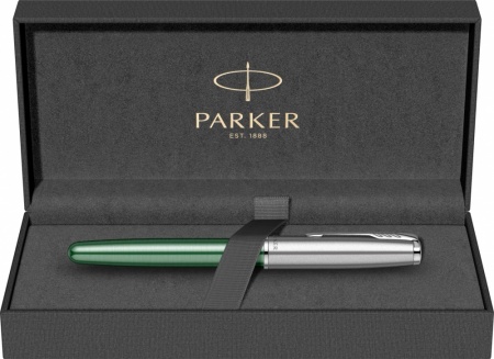 Ручка-роллер Parker Sonnet Essentials Green SB Steel CT, цвет чернил black, перо: F, в подарочной упаковке.