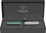 Ручка-роллер Parker Sonnet Essentials Green SB Steel CT, цвет чернил black, перо: F, в подарочной упаковке.