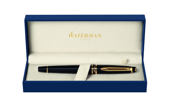 Ручка-роллер Waterman Expert 3, цвет: Black Laque GT, стержень: Fblk