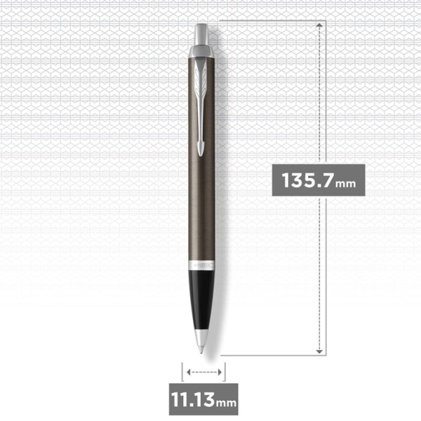 Шариковая ручка Parker IM Metal Core Dark Espresso CT, стержень: M, цвет чернил: blue, в подарочной упаковке.