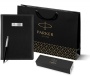 Подарочный набор: Шариковая ручка Parker Jotter Essential, Satin Black CT, стержень: Mblue, в подарочной упаковке и черный недатированный ежедневник