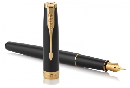 Перьевая ручка Parker Sonnet Black Lacquer GT, перо: F или М , цвет чернил: black, в подарочной упаковке