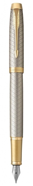 Подарочный набор Parker: ежедневник, ручка перьевая Parker IM Premium Warm Silver Grey GT, цвет чернил синий