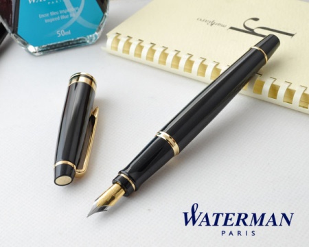 Перьевая ручка Waterman Expert 3, цвет: Black Laque GT, перо: F