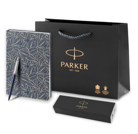 Подарочный набор: Шариковая ручка Parker Jotter Essential, Royal Blue CT, стержень: Mblue и Ежедневник  недатированный синий