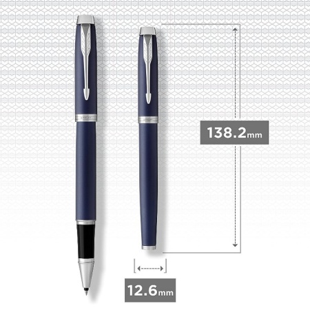 Ручка роллер Parker IM Metal Matte Blue CT, стержень: F, цвет чернил: black, в подарочной упаковке.