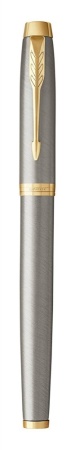 Перьевая ручка Parker IM Metal Brushed Metal GT, перо: F, цвет чернил: blue, в подарочной упаковке.