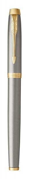Перьевая ручка Parker IM Metal Brushed Metal GT, перо: F, цвет чернил: blue, в подарочной упаковке.