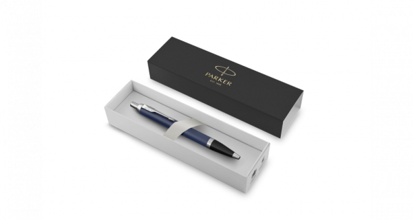 Шариковая ручка Parker IM Metal Matte Blue CT, стержень: M, цвет чернил: blue, в подарочной упаковке.