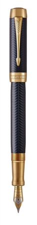 Перьевая ручка Parker Duofold Prestige Centennial, Blue Chevron GT Foutain Pen Fine, перо: F, цвет чернил: black, в подарочной упаковке.