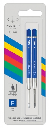 Гелевые стержени Parker "Gel Ball Point", цвет Blue, толщина линии F (0.5), в блистере 2 шт.