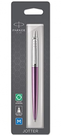 Подарочный набор: Шариковая ручка Parker "Jotter Victoria Violet Chrome CT" и Ежедневник недатир., черный/лаванда, с резинкой