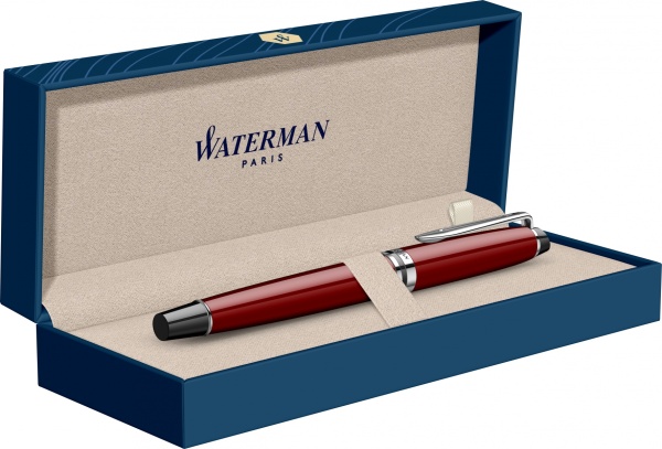 Перьевая ручка Waterman "Expert Dark Red Lacquer CT Black", перо: M, цвет чернил: blue.