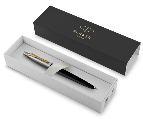 Шариковая ручка Parker Jotter K160, цвет: Black/GT, стержень: M, цвет чернил: blue, в подарочной упаковке.