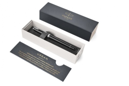 Перьевая ручка Parker Urban Core, (матовый черный лак) Muted Black CT, F309, перо: F, цвет чернил: blue, в подарочной упаковке.