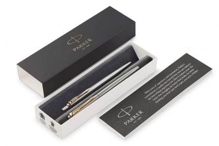 Подарочный набор из 2-х ручек Parker Jotter Stainless Steel GT перьевая и шариковая ручки в подарочной упаковке