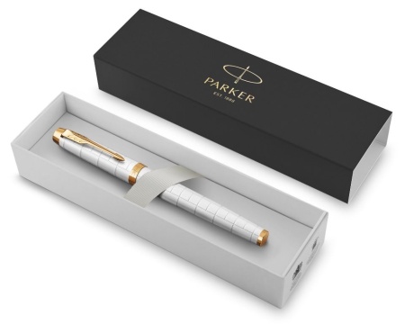 Ручка роллер Parker IM Premium T318  Pearl GT, стержень: F, цвет чернил: black, в подарочной упаковке.