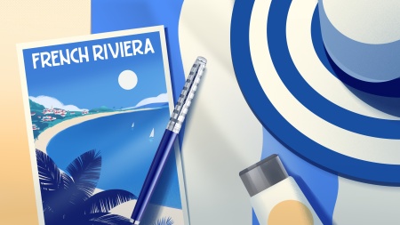 Шариковая ручка Waterman Hemisphere French riviera Deluxe BLU LOUNGE в подарочной коробке