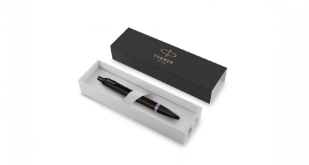 Шариковая ручка Parker IM Vibrant Rings Flame Amethyst Purple, стержень: Mblue, в подарочной упаковке.