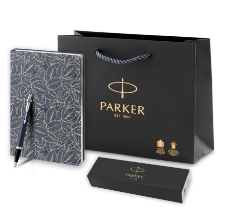 Подарочный набор: Шариковая ручка Parker IM Metal Matte Blue CT и Ежедневник  недатированный синий