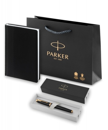 Подарочный набор: Ежедневник недатированная и Ручка роллер Parker IM Premium Core Black GT