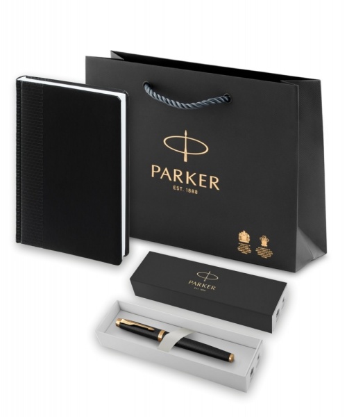 Подарочный набор: Ежедневник недатированная и Ручка роллер Parker IM Premium Core Black GT