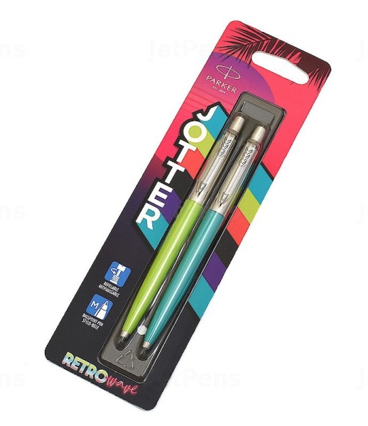 Набор ручек Parker Jotter Originals 80s Retrowave, Caribbean Blue/Apple Green M, в блистере
