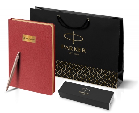 Подарочный набор: Jotter XL SE20 Monochrome в подарочной упаковке, цвет: Pink Gold, стержень Mblue и Ежедневник недатированный красный