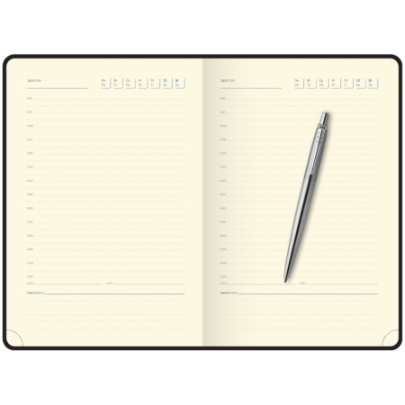 Подарочный набор:  Шариковая ручка Parker Jotter Essential, St. Steel СT и Ежедневник недатированный серебряный срез, белый.