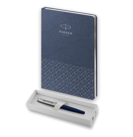 Подарочный набор: Ручка перьевая Parker Jotter Royal Blue CT, Mblue и Ежедневник недатированный, синий
