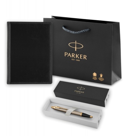 Подарочный набор: Ежедневник недатированный и Шариковая ручка Parker IM Metal, цвет: Brushed Metal GT