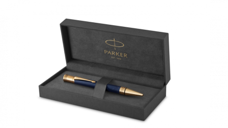 Шариковая ручка Parker  Duofold Prestige Blue Chevron GT, стержень: M, цвет чернил: black, в подарочной упаковке.