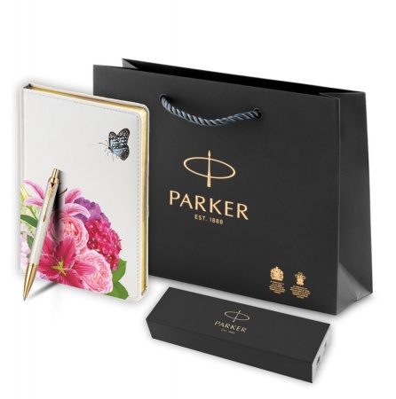 Подарочный набор: Шариковая ручка Parker IM Premium K318 Pearl GT и Ежедневник недатированный белый
