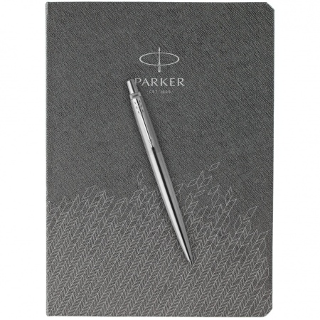 Подарочный набор: Шариковая ручка Parker Jotter Essential, St. Steel СT и Ежедневник  недатированный, серый