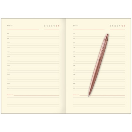 Подарочный набор: Шариковая ручка Parker Jotter XL SE20 Monochrome Pink Gold и Ежедневник недатир. Golden mirror