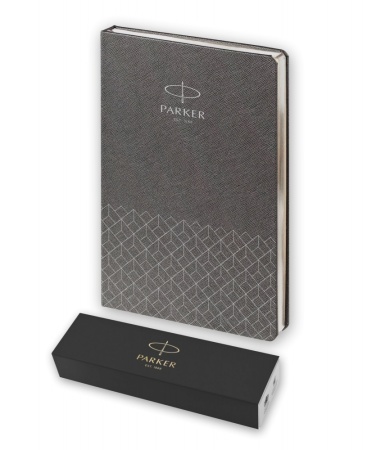 Подарочный набор: Шариковая ручка Parker Jotter K60, цвет: White и Ежедневник  недатированный, серый