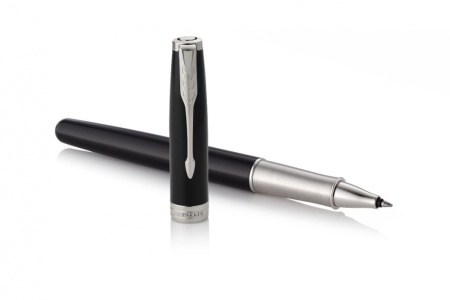 Ручка роллер Parker Sonnet  Lacquer Deep Black CT, стержень: F, цвет чернил: black, в подарочной упаковке