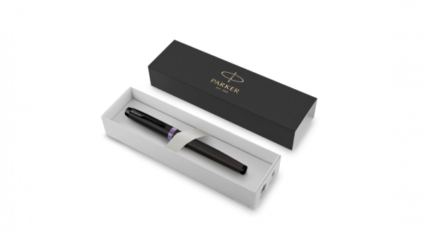Перьевая ручка Parker IM Vibrant Rings Flame Amethyst Purple, перо:F/M, цвет чернил: blue, в подарочной упаковке.