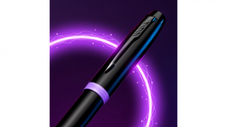 Ручка-роллер Parker IM Vibrant Rings Flame Amethyst Purple, стержень:Fblk, в подарочной упаковке.