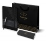 Подарочный набор:  Шариковая ручка Parker Jotter Essential, Satin Black CT и Ежедневник недатированный, черный срез, черный.