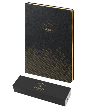 Подарочный набор: Ручка перьевая Parker Jotter Stainless Steel GT, Mblue и Ежедневник  недатированный, чёрный