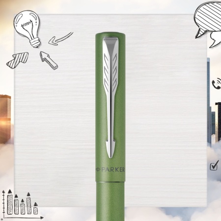 Ручка-роллер Parker Vector XL Green CT, цвет чернил black, стержень: F, в подарочной упаковке.