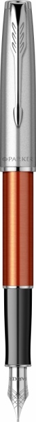 Перьевая ручка Parker Sonnet Essentials Orange SB Steel CT, перо: F, цвет чернил black, в подарочной упаковке.