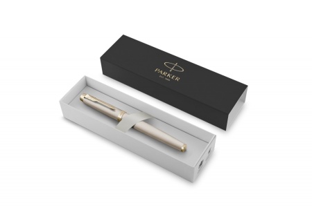 Перьевая ручка Parker IM Professionals Monochrome Champagne, перо: F, цвет чернил: Blue, в подарочной упаковке.