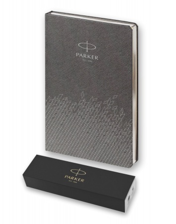 Подарочный набор: Шариковая ручка Parker Jotter Essential, St. Steel СT и Ежедневник  недатированный, серый