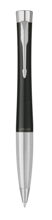 Шариковая ручка Parker Urban (матовый черный лак) Muted Black Chrome Trim, стержень: M, цвет чернил: blue, в подарочной упаковке.
