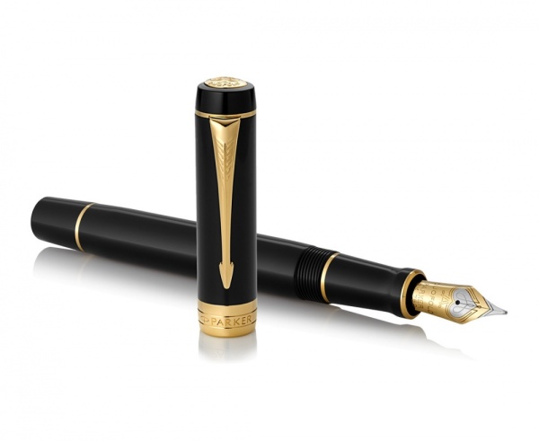 Ручка перьевая Parker Duofold Classic Centennial Black GT стержень: M, цвет чернил: black, в подарочной упаковке.